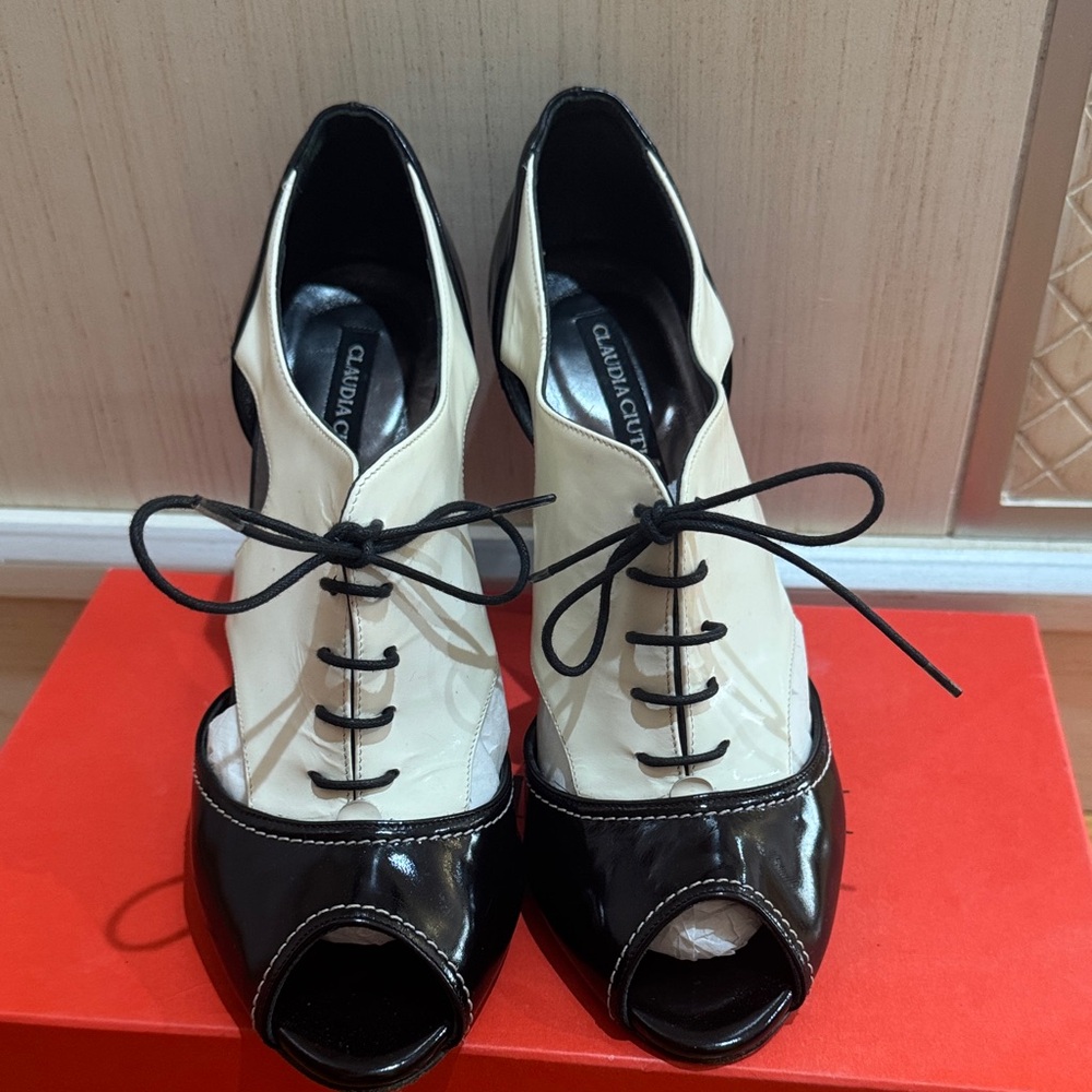 Claudia Ciuti Women’s Leather Peep-toe Heels